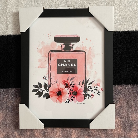 🌸 Fairchild Paris Signed CHANEL No 5 Parfum Perfume Bottle Frame Painting - Picture 1 of 3